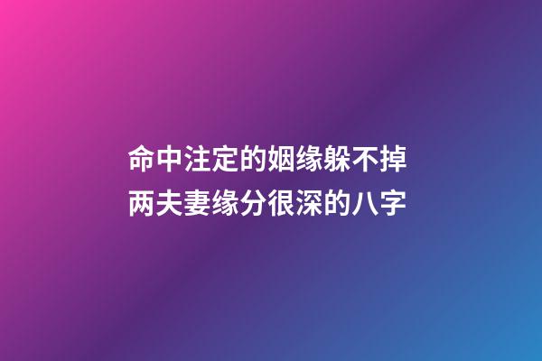 命中注定的姻缘躲不掉 两夫妻缘分很深的八字